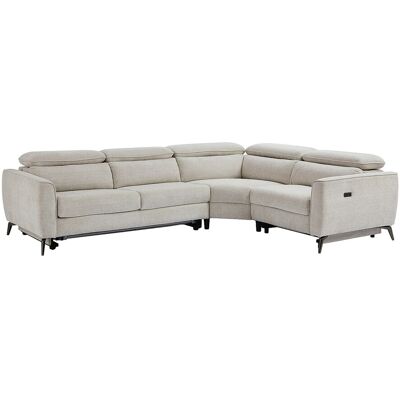 Vente-unique Schlafsofa mit elektrischer Relaxfunktion Ecke Rechts aus Chenille-Stoff in Beige KOBIBRA Vente-unique Schlafsofa mit elektrischer Relaxfunktion Ecke Rechts aus Chenille-Stoff in Beige KOBIBRA