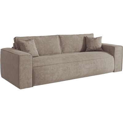 Vente-unique 3-Sitzer Schlafsofa mit Schnellaufmechanismus in Taupe-Stoff - Liegefläche 140 cm - 13 cm Matratze mit Memory-Schaum - AMELIA Vente-unique 3-Sitzer Schlafsofa mit Schnellaufmechanismus in Taupe-Stoff - Liegefläche 140 cm - 13 cm Matratze mit Memory-Schaum - AMELIA