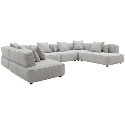 Vente-unique Modulares Panorama-Ecksofa aus hellgrauem Chenille-Stoff LELACO Vente-unique Modulares Panorama-Ecksofa aus hellgrauem Chenille-Stoff LELACO