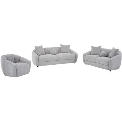Vente-unique 3-Sitzer 2-Sitzer und ein Sessel aus strukturiertem Stoff Hellgrau NAFEKI Vente-unique 3-Sitzer 2-Sitzer und ein Sessel aus strukturiertem Stoff Hellgrau NAFEKI