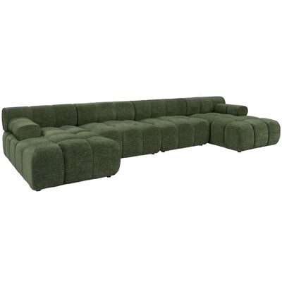 Vente-unique Modulierbares Ecksofa als Wohnlandschaft aus meliertem Stoff in Grün FACIVIL Vente-unique Modulierbares Ecksofa als Wohnlandschaft aus meliertem Stoff in Grün FACIVIL