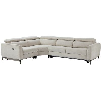 Vente-unique Schlafsofa mit elektrischer Relaxfunktion in Chenille-Stoff Beige - Ecke Links KOBIBRA Vente-unique Schlafsofa mit elektrischer Relaxfunktion in Chenille-Stoff Beige - Ecke Links KOBIBRA