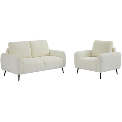 Vente-unique 2-Sitzer-Sofa und Sessel aus strukturiertem Stoff in Beige LETROSA Vente-unique 2-Sitzer-Sofa und Sessel aus strukturiertem Stoff in Beige LETROSA