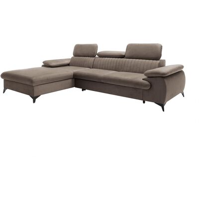 Pascal Morabito Velours Ecksofa - Grau Sand - 5 Sitze - Modernes Design Pascal Morabito Velours Ecksofa - Grau Sand - 5 Sitze - Modernes Design