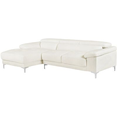 Vente-unique Ecksofa - Ecke Links - Leder - Weiß - SOLANGE Vente-unique Ecksofa - Ecke Links - Leder - Weiß - SOLANGE