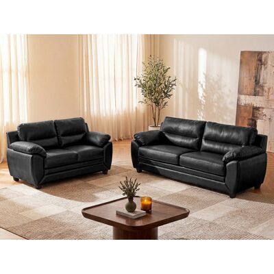 Vente-unique Couchgarnitur 3+2 - Kunstleder - Schwarz - MANOA Vente-unique Couchgarnitur 3+2 - Kunstleder - Schwarz - MANOA