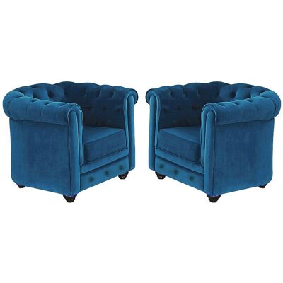 Vente-unique Sessel 2er-Set - Samt - Grünblau - CHESTERFIELD Vente-unique Sessel 2er-Set - Samt - Grünblau - CHESTERFIELD