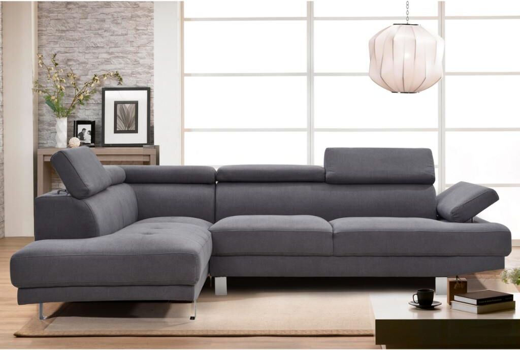 Vente-unique.ch Ecksofa Stoff DANVIN - Grau - Ecke Links