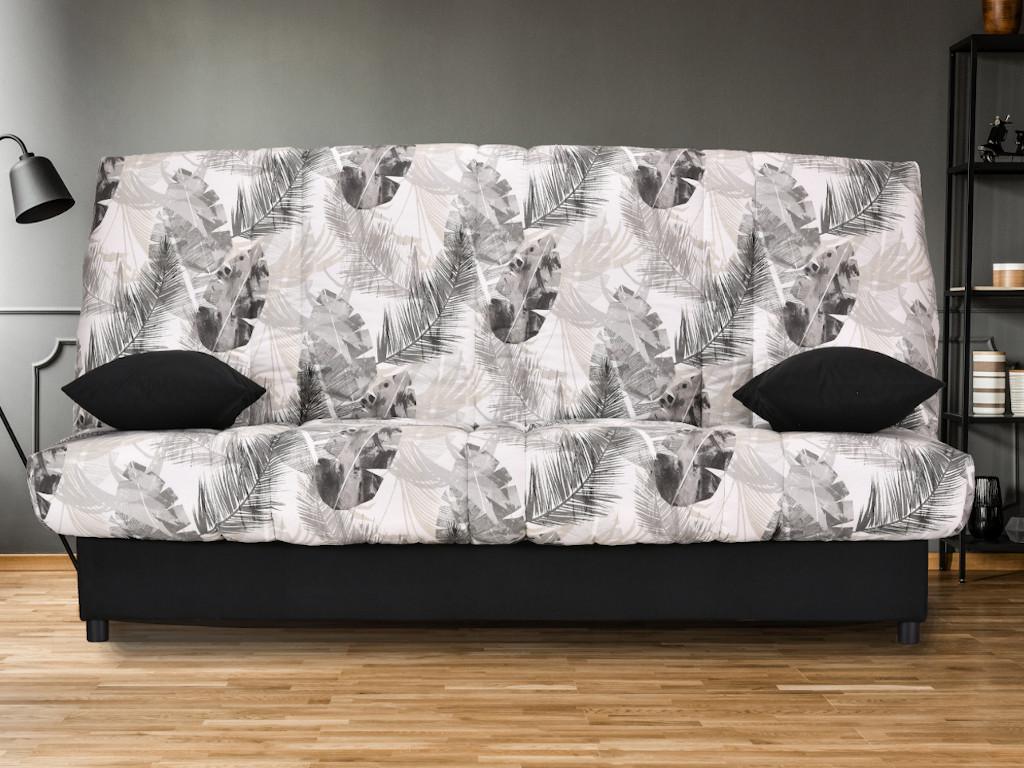 Vente-unique.ch Schlafsofa Klappsofa mit Bettkasten FARWEST - Motiv JUNGLE