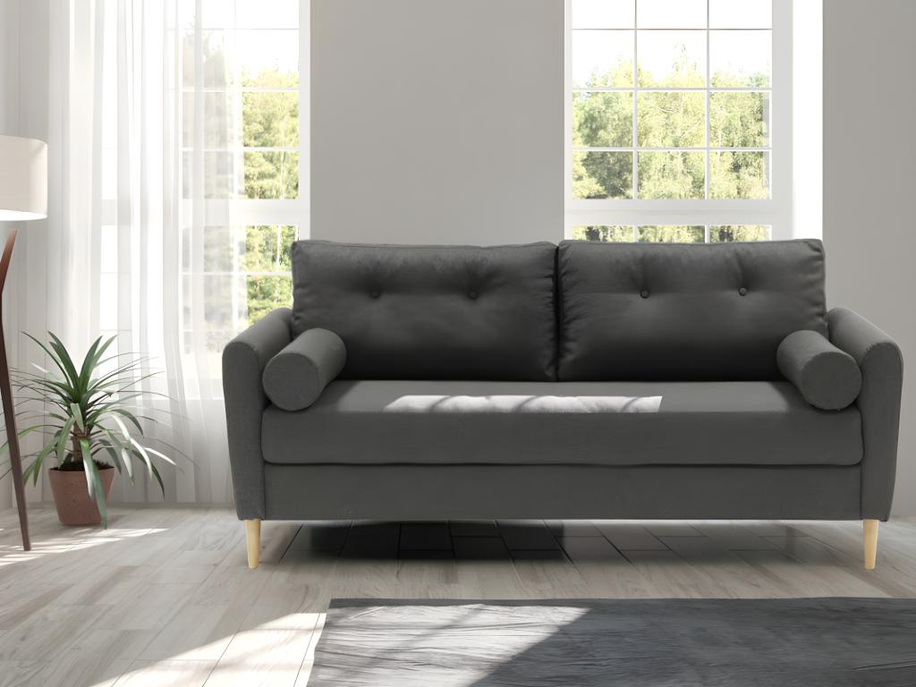 Vente-unique.ch 3-Sitzer-Sofa FLEN - Stoff - Dunkelgrau