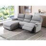 Vente-unique.ch Ecksofa Relaxsofa elektrisch - Stoff - Ecke Links - Hellgrau - LUNANO