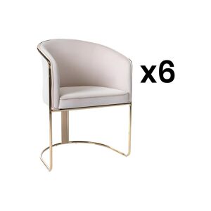 Stuhl mit Armlehnen 6er-Set - Samt & Metall - Beige und Goldfarben - JOSETHE von Pascal MORABITO