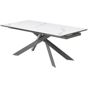 Vente-unique Esstisch für 8 bis 12 Personen ausziehbar - Keramik, Sicherheitsglas & Metall - Marmor-Optik Weiß & Anthrazit - COREMA von Maison Céphy Vente-unique Esstisch für 8 bis 12 Personen ausziehbar - Keramik, Sicherheitsglas & Metall - Marmor-Optik Weiß & Anthrazit - COREMA von Maison Céphy