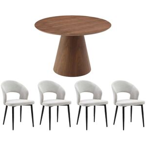 Vente-unique Set Tisch ANTALIZA + 4 Stühle NIYAMA - Holzfarben dunkel & Grau Vente-unique Set Tisch ANTALIZA + 4 Stühle NIYAMA - Holzfarben dunkel & Grau