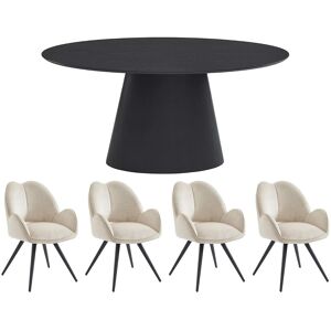 Vente-unique Set Tisch ANTELADA + 4 Stühle GULSUN - Schwarz & Beige Vente-unique Set Tisch ANTELADA + 4 Stühle GULSUN - Schwarz & Beige
