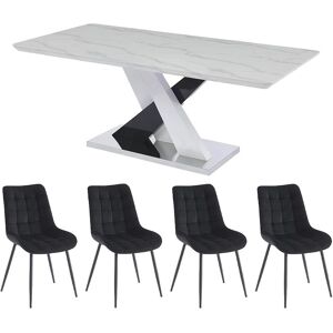 Vente-unique Set Tisch EVAELA + 4 Stühle OLLUA - Weiß & Schwarz Vente-unique Set Tisch EVAELA + 4 Stühle OLLUA - Weiß & Schwarz