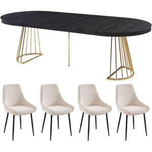 Vente-unique Set Tisch FIRELA + 4 Stühle MASURIE - Schwarz & Cremefarben Vente-unique Set Tisch FIRELA + 4 Stühle MASURIE - Schwarz & Cremefarben