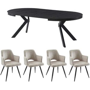 Vente-unique Set Tisch KOMONI + 4 Stühle KADIJA - Schwarz & Beige Vente-unique Set Tisch KOMONI + 4 Stühle KADIJA - Schwarz & Beige