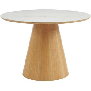 Vente-unique Esstisch rund - 4 Personen - Eichenfurnier - Effekt weißer Marmor und helles Naturholz - ANTALIZA Vente-unique Esstisch rund - 4 Personen - Eichenfurnier - Effekt weißer Marmor und helles Naturholz - ANTALIZA