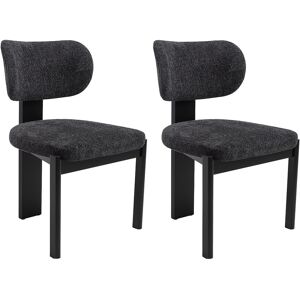 Vente-unique Stuhl 2er-Set - Bouclé-Stoff & Kautschukholz - Schwarz - WILANA Vente-unique Stuhl 2er-Set - Bouclé-Stoff & Kautschukholz - Schwarz - WILANA