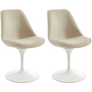 Vente-unique Stuhl 2er-Set - Strukturstoff & Stahl - Beige & Weiß - XAFY Vente-unique Stuhl 2er-Set - Strukturstoff & Stahl - Beige & Weiß - XAFY