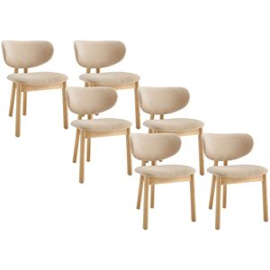 Vente-unique 6er-Set Stühle - Stoff & Kautschukholz - Beige - FALDRA Vente-unique 6er-Set Stühle - Stoff & Kautschukholz - Beige - FALDRA