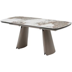 Vente-unique Esstisch ausziehbar 6-10 Personen - Keramik, Sicherheitsglas & Metall Bronze - Marmoroptik Weiß & Grau - FARUDI de Maison Céphy Vente-unique Esstisch ausziehbar 6-10 Personen - Keramik, Sicherheitsglas & Metall Bronze - Marmoroptik Weiß & Grau - FARUDI de Maison Céphy