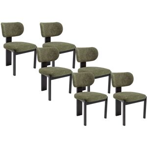 Vente-unique Stuhl 6er-Set - Bouclé-Stoff & Kautschukholz -Schwarz & Khaki - WILANA Vente-unique Stuhl 6er-Set - Bouclé-Stoff & Kautschukholz -Schwarz & Khaki - WILANA