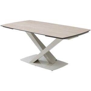 Vente-unique Esstisch ausziehbar - 6 bis 10 Personen aus gehärtetem Glas, Keramik und Metall – Beige Marmoroptik – MALATA von Maison Céphy Vente-unique Esstisch ausziehbar - 6 bis 10 Personen aus gehärtetem Glas, Keramik und Metall – Beige Marmoroptik – MALATA von Maison Céphy