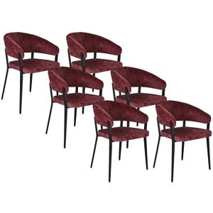 Vente-unique 6er-Set Stühle mit Armlehnen - Strukturstoff und schwarzes Metall - Bordeaux - AVRELA Vente-unique 6er-Set Stühle mit Armlehnen - Strukturstoff und schwarzes Metall - Bordeaux - AVRELA