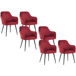 Vente-unique 6er-Set Stühle mit Armlehnen - Samt und schwarzes Metall - Bordeaux - ELEANA Vente-unique 6er-Set Stühle mit Armlehnen - Samt und schwarzes Metall - Bordeaux - ELEANA