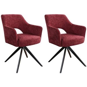 Vente-unique 2er-Set drehbare Stühle mit Armlehnen - Strukturstoff und schwarzes Metall - Bordeaux - KONYA Vente-unique 2er-Set drehbare Stühle mit Armlehnen - Strukturstoff und schwarzes Metall - Bordeaux - KONYA