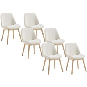 Vente-unique 6er-Set Stühle aus strukturiertem Stoff und Kautschukholz - Creme - LEYADA Vente-unique 6er-Set Stühle aus strukturiertem Stoff und Kautschukholz - Creme - LEYADA