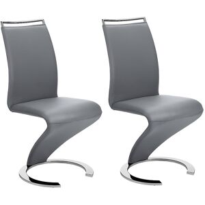 Vente-unique Stuhl Freischwinger 2er-Set - Kunstleder - Grau - TWIZY Vente-unique Stuhl Freischwinger 2er-Set - Kunstleder - Grau - TWIZY
