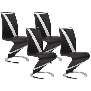 Vente-unique Stuhl Freischwinger 4er-Set - Kunstleder - Schwarz & Weiß - TWIZY Vente-unique Stuhl Freischwinger 4er-Set - Kunstleder - Schwarz & Weiß - TWIZY