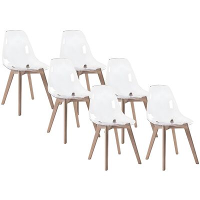 Vente-unique Stuhl 6er-Set - Polycarbonat & Buche - Transparent - AUDRA Vente-unique Stuhl 6er-Set - Polycarbonat & Buche - Transparent - AUDRA