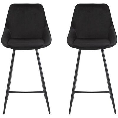 Vente-unique Barhocker 2er-Set - Samt - Schwarz - MASURIE Vente-unique Barhocker 2er-Set - Samt - Schwarz - MASURIE
