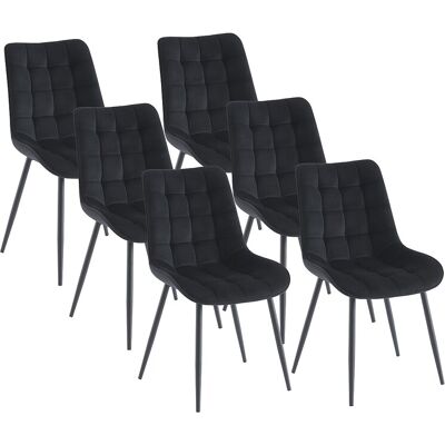 Vente-unique Polsterstuhl 6er-Set - Samt & schwarzes Metall - Schwarz - OLLUA Vente-unique Polsterstuhl 6er-Set - Samt & schwarzes Metall - Schwarz - OLLUA