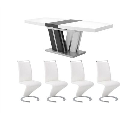 Vente-unique Essgruppe: Esstisch NOAMI + 4 Stühle TWIZY Vente-unique Essgruppe: Esstisch NOAMI + 4 Stühle TWIZY