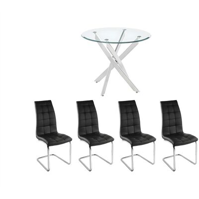 Vente-unique Essgruppe: Esstisch COSIMA + 2 Stühle NADYA - Schwarz Vente-unique Essgruppe: Esstisch COSIMA + 2 Stühle NADYA - Schwarz