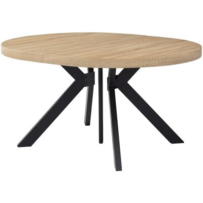 Vente-unique Esstisch - ausziehbar - 6 bis 12 Personen - MDF & Stahl - Helles Holz & Schwarz - KOMONI Vente-unique Esstisch - ausziehbar - 6 bis 12 Personen - MDF & Stahl - Helles Holz & Schwarz - KOMONI