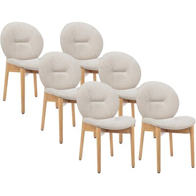 Vente-unique Stuhl 6er-Set - Stoff & Kautschukholz - Beige - ISADIO Vente-unique Stuhl 6er-Set - Stoff & Kautschukholz - Beige - ISADIO