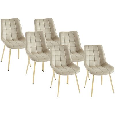 Vente-unique Polsterstuhl 6er-Set - Samt & goldfarbenes Metall - Beige - OLLUA Vente-unique Polsterstuhl 6er-Set - Samt & goldfarbenes Metall - Beige - OLLUA