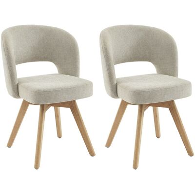 Vente-unique Set aus 2 drehbaren Stühlen aus Stoff & Eichenholz – Creme – GUSTAVY Vente-unique Set aus 2 drehbaren Stühlen aus Stoff & Eichenholz – Creme – GUSTAVY