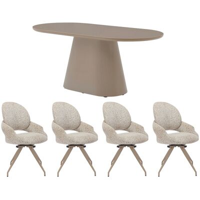 Vente-unique Set Tisch + 4 Stühle - Taupe & Cremefarben - VALIANA Vente-unique Set Tisch + 4 Stühle - Taupe & Cremefarben - VALIANA