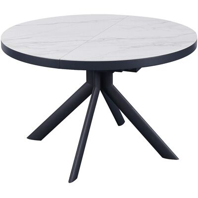 Vente-unique Ausziehbarer Esstisch für 4–6 Personen aus Keramik, MDF & Metall – Weiße & anthrazitfarbene Marmor-Optik – ZALYRA Vente-unique Ausziehbarer Esstisch für 4–6 Personen aus Keramik, MDF & Metall – Weiße & anthrazitfarbene Marmor-Optik – ZALYRA