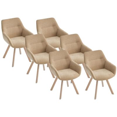 Vente-unique Drehstuhl 6er-Set mit Armlehnen - Stoff & Eiche - Beige - VELBURY Vente-unique Drehstuhl 6er-Set mit Armlehnen - Stoff & Eiche - Beige - VELBURY