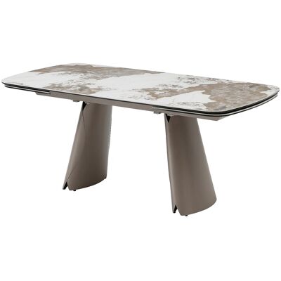 Vente-unique Esstisch ausziehbar 6-10 Personen - Keramik, Sicherheitsglas & Metall Bronze - Marmoroptik Weiß & Grau - FARUDI de Maison Céphy Vente-unique Esstisch ausziehbar 6-10 Personen - Keramik, Sicherheitsglas & Metall Bronze - Marmoroptik Weiß & Grau - FARUDI de Maison Céphy