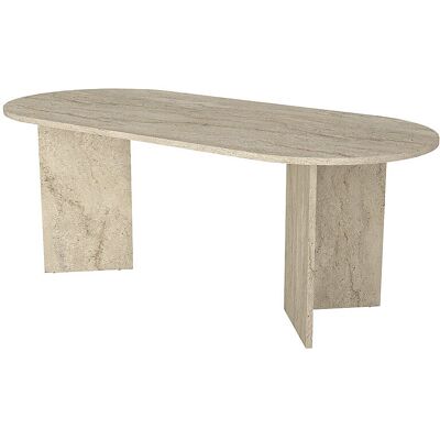 Vente-unique Esstisch 8 Personen - Beige Travertin-Effekt - TOPANIA Vente-unique Esstisch 8 Personen - Beige Travertin-Effekt - TOPANIA