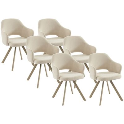 Vente-unique Set mit 6 Drehstühlen - Tweedstoff & Metall - Creme - RASEMA Vente-unique Set mit 6 Drehstühlen - Tweedstoff & Metall - Creme - RASEMA